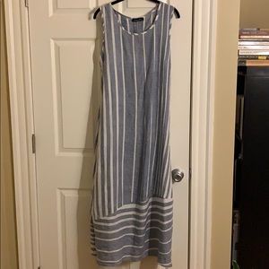 blue and white greek linen dress size s/m